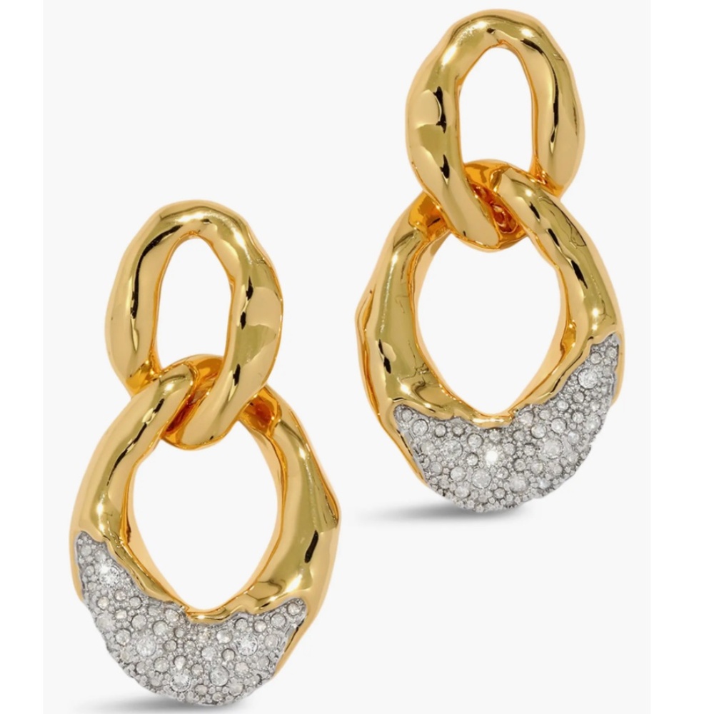 Alexis Bittar Womens Solanales Large 14K Gold Plated Crystal Link Drop Earrings